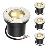 Fiqops 4er Set bodeneinbaustrahler aussen mit LED 3W Warmweiß Lich Bodenstrahler außen...