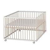 Sämann Laufgitter 100x100 cm mit Matratze - BASIC - 3-fach höhenverstellbar Laufstall Baby Buche...