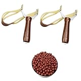 GERUI 2 Stück Schleuder Steinschleuder Zwille Set, Holz Schleuder für Outdoor Sportarten, Katapult...