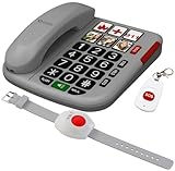 simvalley Communications Festnetztelefon: Senioren-Notruf-Telefon, Funk-SOS-Taster & zusätzliches...