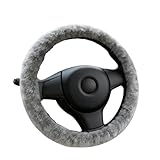 SDLDEER Lammfell Lenkradbezug, ⌀37-39cm Auto Lenkradbezug Winter Lenkradwärmer, Anti Rutsch...