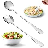 Fzyisw 2 Stück Salatbesteck Edelstahl Groß 28CM Servierlöffel Salat Salatgabel Groß, Salatgabeln...