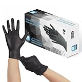The Real Touch Einweghandschuhe, Schwarze Nitrilhandschuhe - 100 Stück Handschuhe, Puderfrei &...