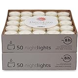 DecoLite: 50-500 Teelichter Nightlights in transparenter Hülle | 8 Stunden Brenndauer | 100% made...