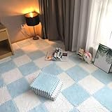 FYYSJW 9pcs Plüsch Puzzle Spielmatten, Dicke Schaumstoff Ineinandergreifende Bodenmatten, Teppich...