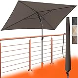 4smile Sonnenschirm Balkon 200x125 cm mit Schirmhülle, Taupe - UV50+ Sonnenschirm rechteckig...