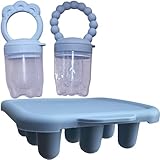 MIMITO Befüllbarer Schnuller (2er Set) mit Babynahrungs-Gefrierschale, Food Feeder with Freezer...