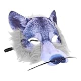 Hohopeti Wolfskopfmaske Halloween 3D Wolf Maske Halbes Gesicht Realistische Gruselige Tierkopfmaske...