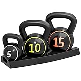 HOMCOM Kettlebell, 2,2kg, 4,5kg, 6,8kg Kugelhantel, 3er Set Kugelgewicht für Gymnastik,...