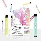 Vape Ohne Nikotin, BOSSPUFF Einweg e Zigarette, E-zigarette Ohne Nikotin und Teer 600 Züge, 8...
