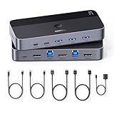 UGREEN HDMI 2.0 KVM Switch 4K@60Hz USB 3.0 Switch 4 Ports (3*USB 3.0+ USB C) Sharing 1 Monitor und...