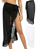 Monbessi 2 Stück Pareo Damen Strand Chiffon Durchscheinend Strandtuch Sarong Tuch Damen Strandrock...