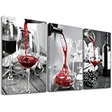 YUSUZHU Wein-Leinwanddrucke, Wanddekoration mit Rotweinmotiv in Schwarz-Weiß, moderne Poster,...