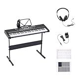 Amazon Basics 61-Tasten tragbares Digitalpiano für Anfänger, Eingebaute Lautsprecher, 255 Klänge...