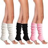 FUIPVGI 3 Paar Bein Stulpen Damen, Winter Lange Gestrickt Beinwärmer Legwarmers, Beinwärmer...