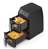 Bolkani Double Stack XL Heißluftfritteuse 2500 W - 11 L, Air Fryer, Heißluftfritteuse 2 Kammern,...