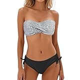 Bikini Bandeau, Bandeau Bikini Damen Set String Badeanzug Tanga Bügelbikini Ohne Träger Bikinis...