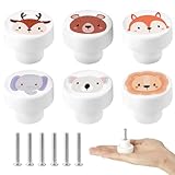 Aolso Schrankknöpfe Holz fur Kinderzimmer, 6 Stück Holzschrankknöpfe, runde Möbelgriffe...