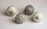 youngschwinnDESIGN - 4er Pack Möbelknöpfe aus Keramik, weiß und grau | Durchmesser: 40mm |...