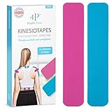 Health Press® Kinesiotapes - 30 Kinesiologie Tape Streifen Precut Blau + Rosa (25cm x 5cm)...