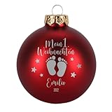 Herz & Heim® Weihnachtskugel aus Glas mit persönlicher Gravur/Rot oder Weiß/Matt oder...