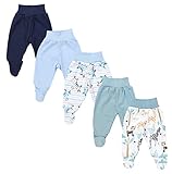 TupTam Baby Unisex Hose mit Fuß Bunte 5er Pack, Farbe: Junge 7, Größe: 62