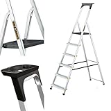 DRABEST Leiter PRO Serie Alu Leiter 6 Stufen Trittleiter Klappbar Stehleiter Haushaltsleiter mit...