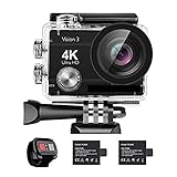 MUGISS Actionkamera wasserdichte 4K-Actionkamera, 16 MP, Vision 3, wasserdichte Unterwasserkamera,...