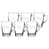 LUXENTU Glasbecher mit personalisierter Gravur, Kaffeebecher 300 ml, Klassische Becher für Kaffee...