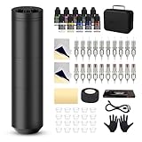 EZ Tattoo Maschinen Set - Tattoo Set mit Kabelloser Tattoo Maschine, 1500mAh Stromversorgung Akku,...