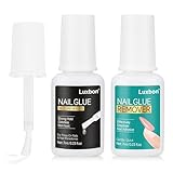 Luxbon Nagelkleber und Kleberentferner Set 2 x 7 ml – Medizinischer Press-On-Nägel Fasle...