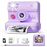 CalineGam Kinderkamera Sofortbildkamera, 1080P HD Sofortbildkamera Kinder mit 32 GB Karte und 3...