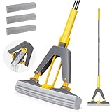 MASTERTOP Bodenwischer,Schwamm Wischmop Set mit 3 PVA Schwamm Kopfe,Saugfähig Schwamm Mop,Wischmopp...