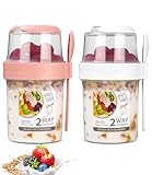 2 Stück MüSlibecher to go, Jogurtbecher für Unterwegs mit löffel,Joghurt to Go...