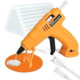 MAXDONE Heißklebepistole Akku, Heißklebepistole Kabellos mit 30 Heißklebesticks 7mm &...