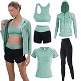 Inmarces 5 Stück Sport Set Damen Sportbekleidung Yoga Set Trainingsanzug Jogging Gym Pilates Sport...