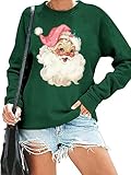 RFBIQI Pinkes Weihnachtsmann-Sweatshirt für Damen, Retro-Weihnachtsmann-Grafik-Shirt, lustiges...