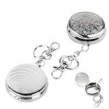 VEOIRXU 2 Stück Tragbar Tasche Aschenbecher Mini Edelstahl Fahrzeug Zigaretten Aschenbecher mit...