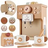 BUYGER Kinder Kaffeemaschine Kinderküche Zubehör Holz, Küchenspielzeug ab 3 + Jahre,...
