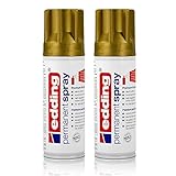 2x edding Permanent Spray reichgold 200 ml Premium Acryllack