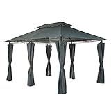 Mondeer Gartenpavillon 3x4m, Premium Pavillon Seitenwänden mit Reißverschlüssen, Metallrahmen...