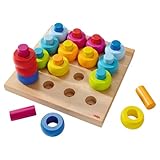 Haba 2202 - Steckspiel Farbkringel, buntes Sortier- und Motorikspielzeug aus Holz ab 2 Jahren, zum...