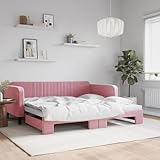 Teenpull Ausziehbares Tagesbett Rosa, 100x200 cm, Samt-Polsterung, 2-in-1 Schlafsofa mit robustem...