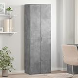 Holamys Highboard Betongrau 60x35x180 cm, Holzwerkstoff, langlebiger Stauraumschrank für Küche,...