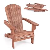COSTWAY Adirondack Stuhl klappbar, Adirondack Chair aus Holz, Gartensessel mit hoher Rückenlehne &...