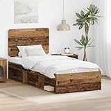 Hoopleep Altholz Kiefernholz Bettrahmen 100x200cm, Modernes Einzelbett mit stabilem Lattenrost,...