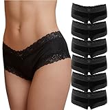 Fabio Farini 6er Pack Damen Panties Hipster mit verführerischen Spitzendetails - Frauen Unterhosen...