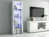 Panana Vitrinenschrank Glasvitrine Vitrine Schrank mit RGB LED-Beleuchtung, 3 Glasböden, für...
