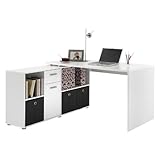 FMD Möbel 353-001 Schreibtisch-Winkelkombination Tisch ca. 136 x 75 x 68 cm, Regal ca. 137 x 71 x...