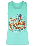 Sth. Shore Herren Waikiki Beach Surf Graphic Print Baumwolle Weste Sommer Top, Aqua Splash, S